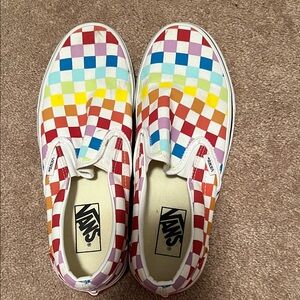 Vans Checkerboard Slip-On Sneakers in Rainbow Colors